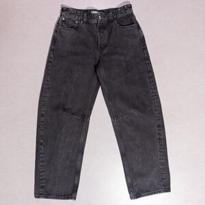 Madewell The Darted Barrel Leg Black Button Fly Denim Jeans Women's 24 (27x26)